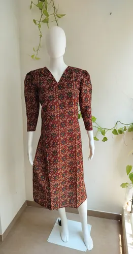  Cotton Mix Flex Kurti - Kalamkari Maroon